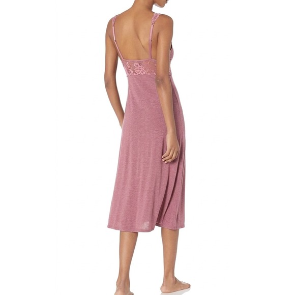 Natori Zen Floral Lace Trim Chemise Nightgown Size XL Pink Cotton Modal Midi - Picture 6 of 14
